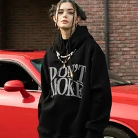 black punk rhinestone zip jacket female street grunge pullover winter oversize hoodie y2k hip hop couple cotton women sweatshirt