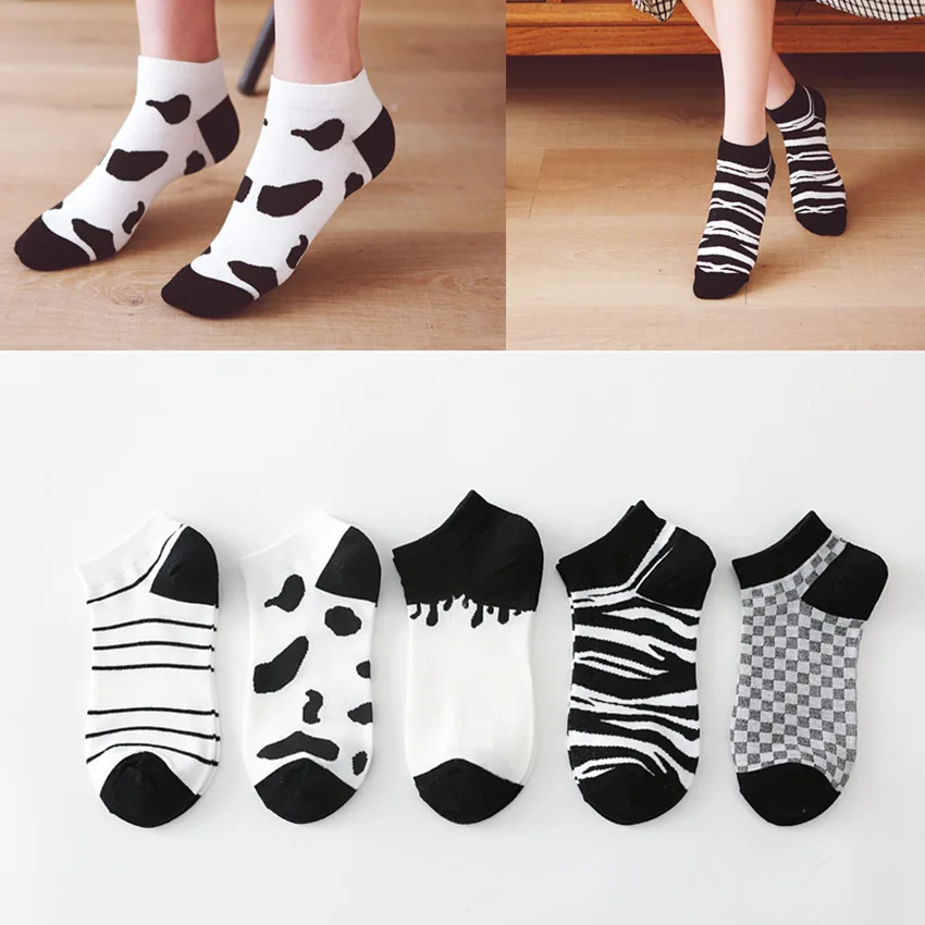 Фото - 5 пар, женские хлопковые короткие носки в полоску, 5 цветов 5 пар женские зимние плотные носки 5 цветов в упаковке