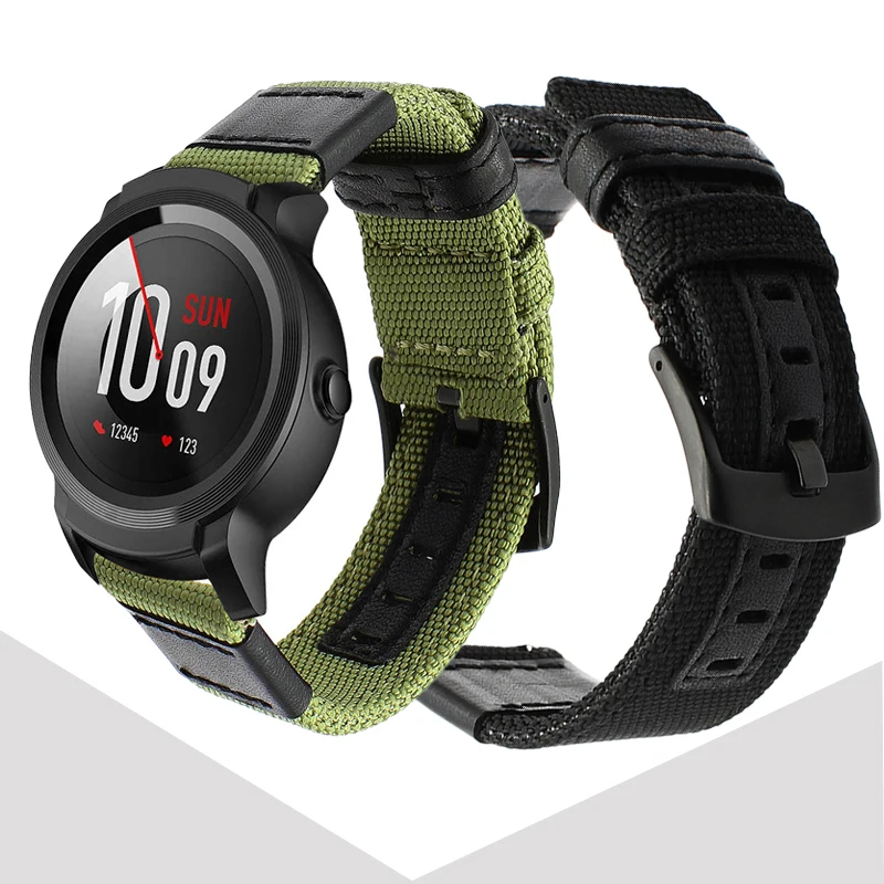 Нейлоновый кожаный ремешок для часов Ticwatch E2 / S2/Pro Холщовый наручных браслет Huaweu