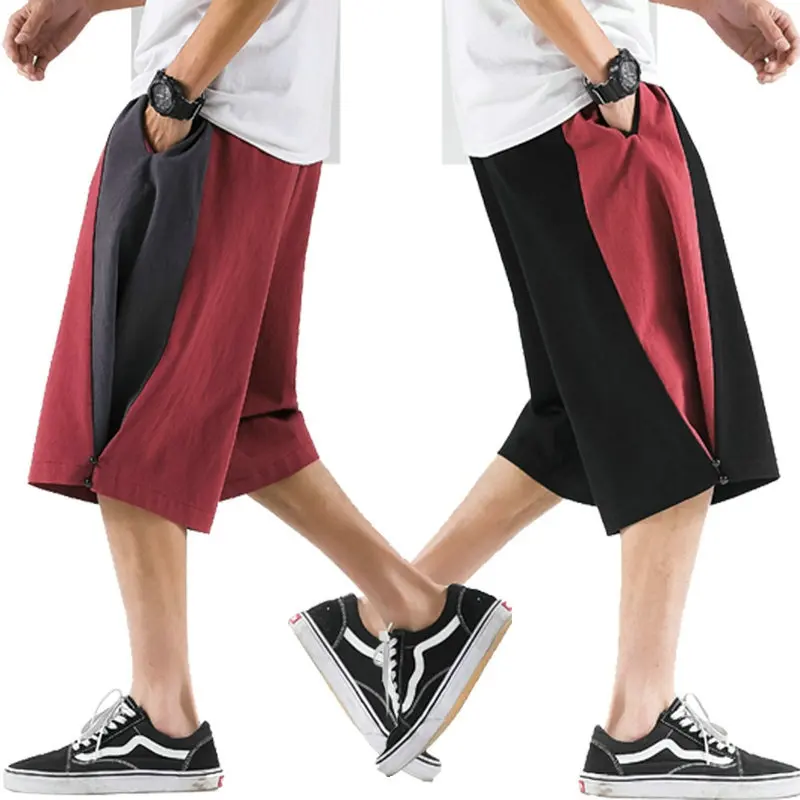 

Harajuku Style Mens Shorts Patchwork Casual Fashion Men Harem Shorts Streetwear Knee Length Bermuda Short Pants Male Oversized