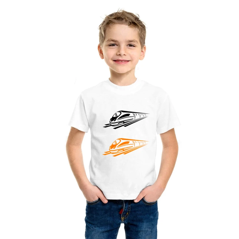 

Summer New Boys Kawaii Astronaut/Rocket/UFO Printing T-shirts Cartoon Short-sleeved Boys T-shirt Summer Casual Cotton White Tops