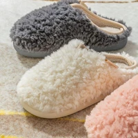 jianbudan women thick platform plush slippers winter indoor warm home cotton shoes leisure men ladies indoor anti slip slippers