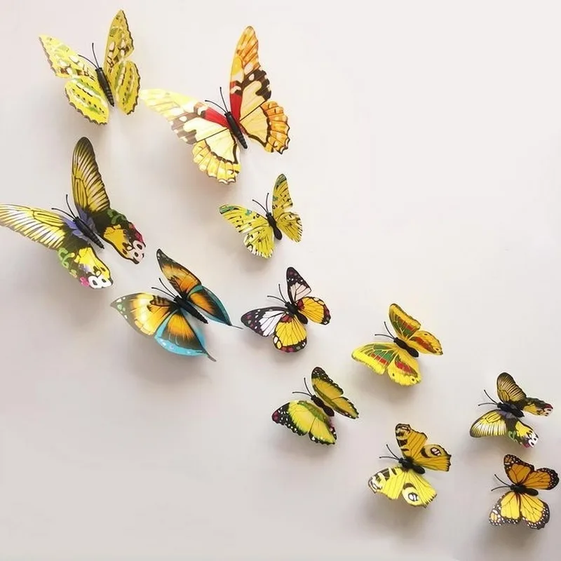 12 шт./партия ПВХ 3D DIY Бабочка наклейки на стену домашний декор плакат для кухни