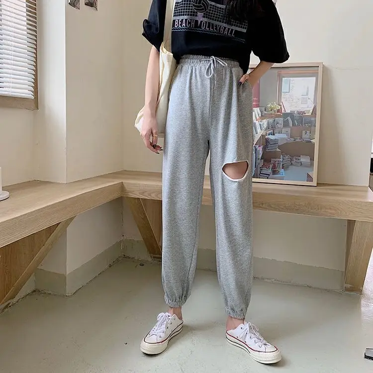 

Baggy Harem Pants Women Black Spring Summer Wide Leg Sweat Pants Joggers Streetwear High Waisted Trousers Plus Size 3XL FY457