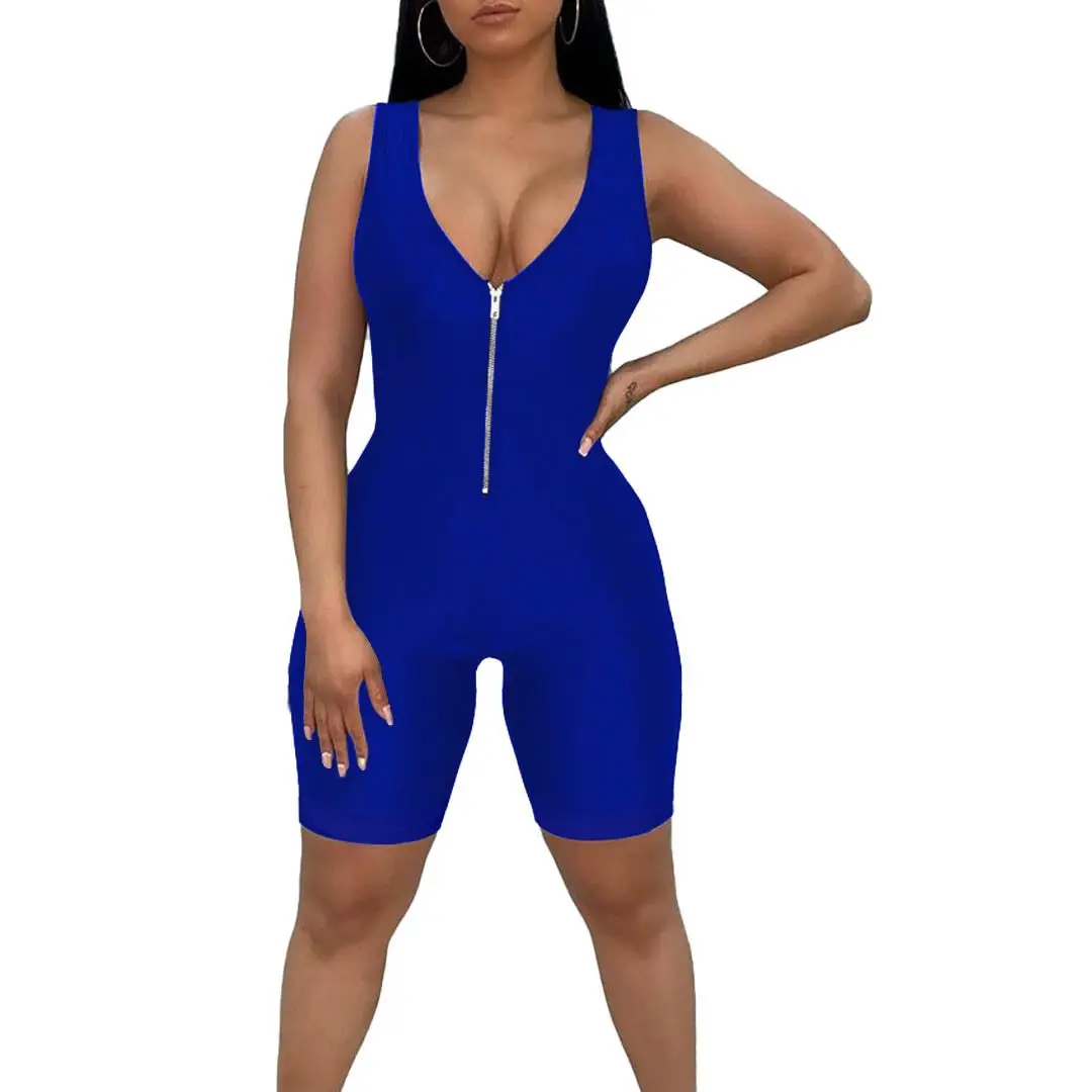 Wantmove New Fashion Sexy Jumpsuit For Women High Quality Zipper V-neck Bodysuit 2021 Promotion Party AM727
