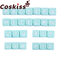 coskiss 100pcs 12mm 26 letters beads food grade silicone letter beads silicone chewing beads necklace teething baby toys