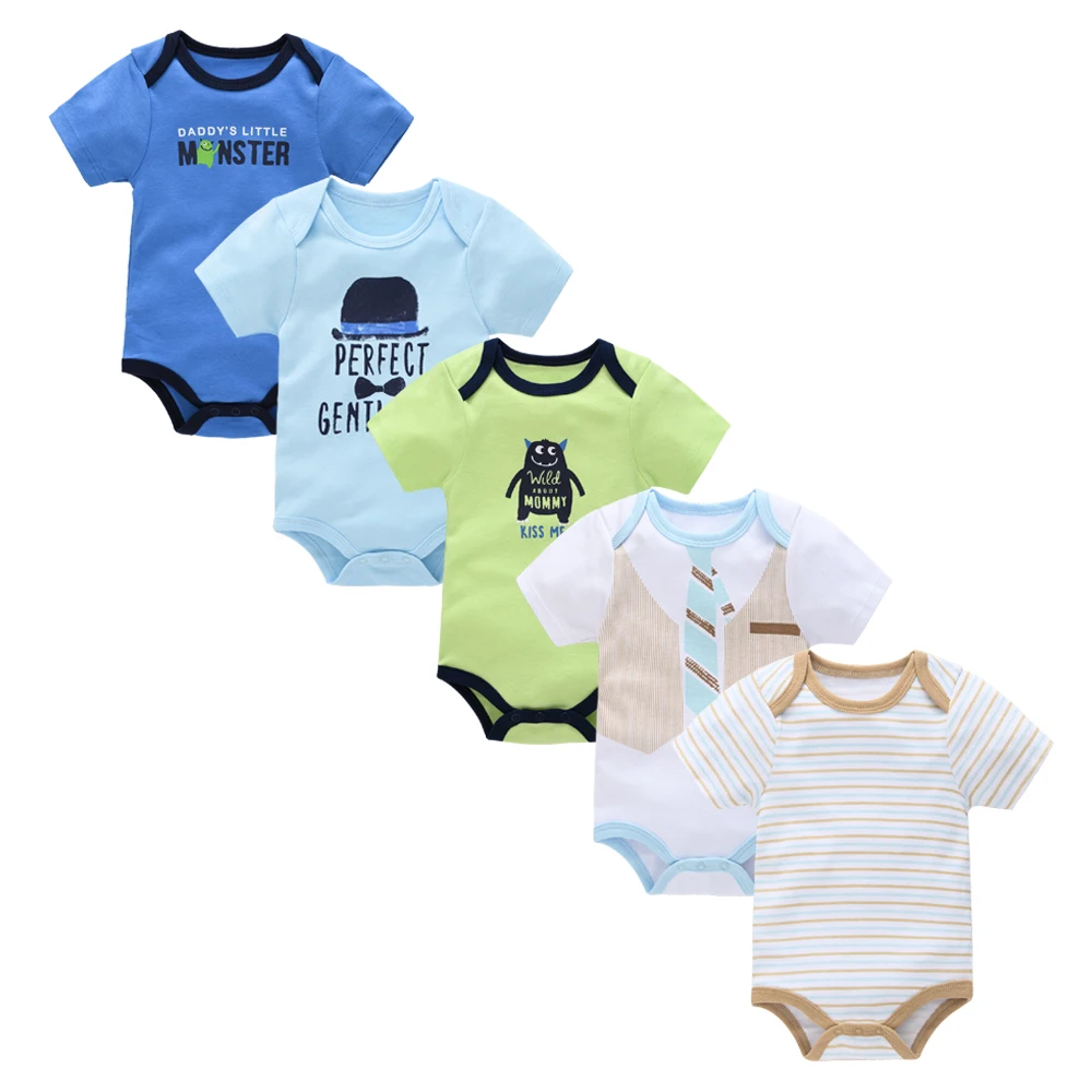 Baby Boy Clothes Short Sleeve Cartoon body bebe menina 5Pcs/set baby ropa de | Детская одежда и обувь