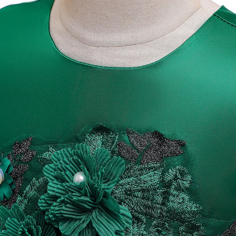 Платье с блестками и цветами для маленьких девочек Кружевное рождественское