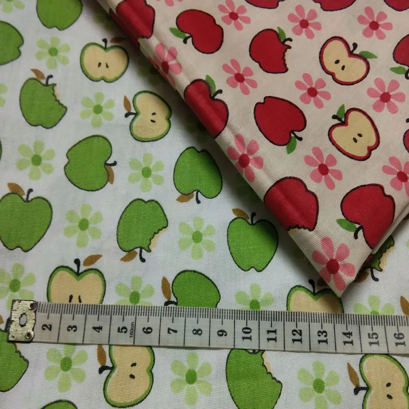 Модный 2 цвета 40x50 см красный зеленый яблоко принт 100% хлопок ткань в связке для