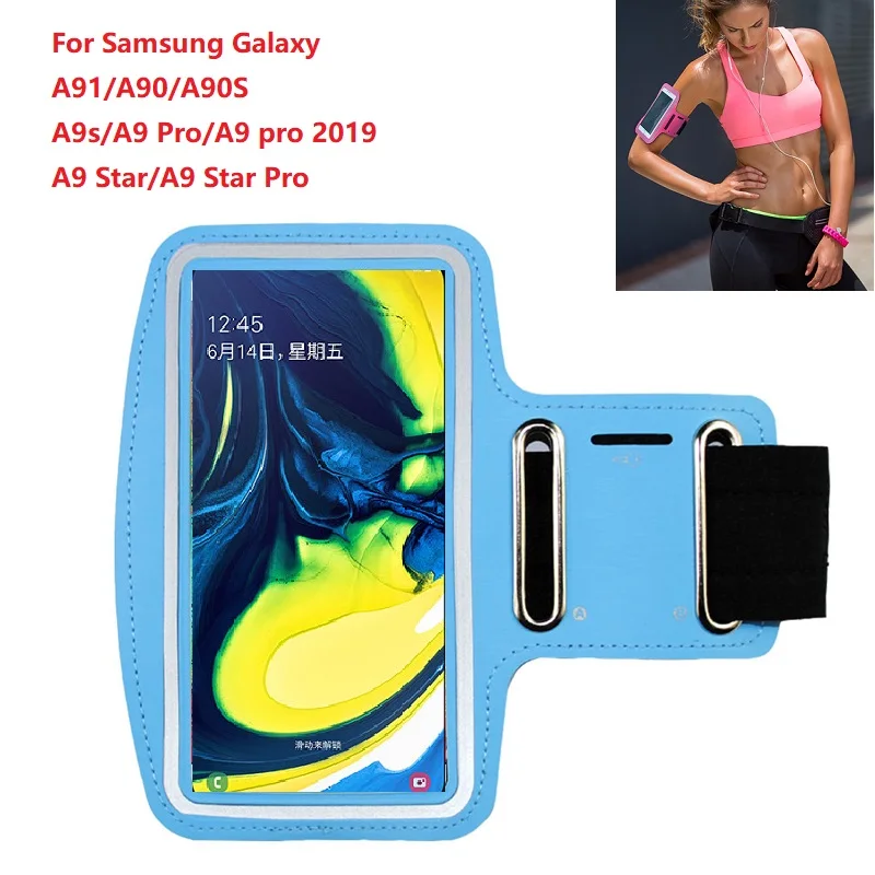 Спортивный чехол на руку держатель для телефона Samsung Galaxy A91 A90 5G A9 Pro 2019 A9s сумочки