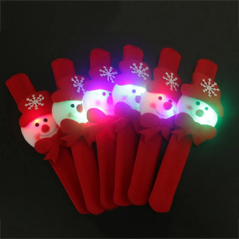 

New Christmas Cartoon Snowman Bear Elk Santa Claus LED Sequins Luminous Slap Bracelet