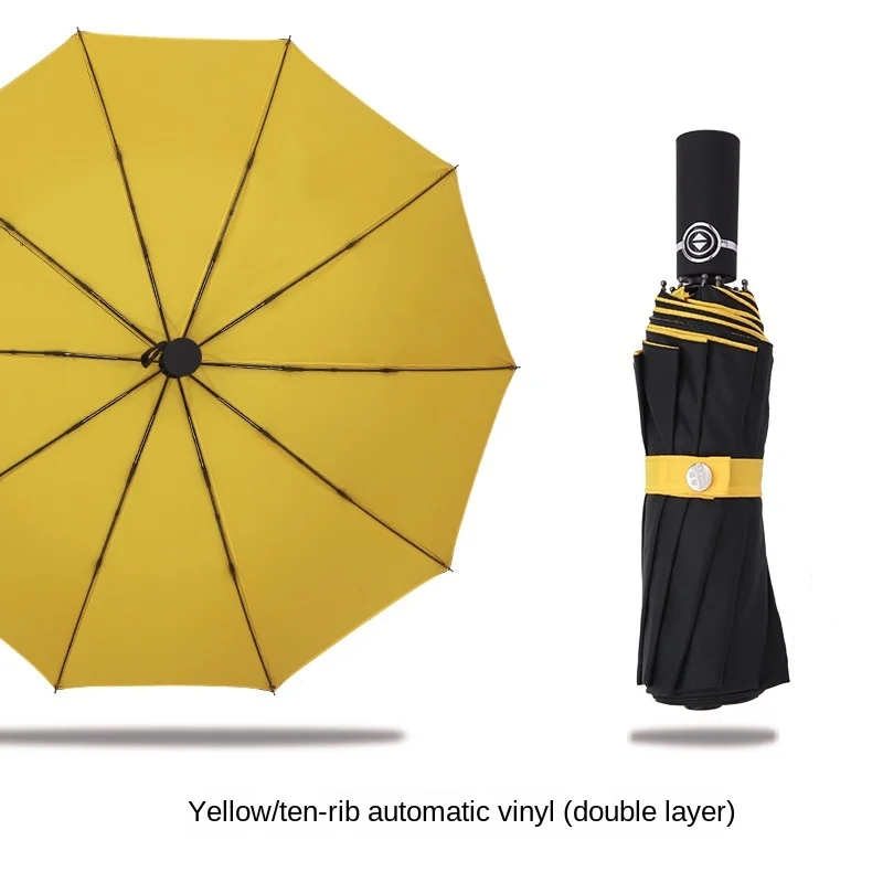 

Двухслойный ветрозащитный женский Автоматический зонт, складной бизнес-зонт с 10 прутьями, большой дождевой
