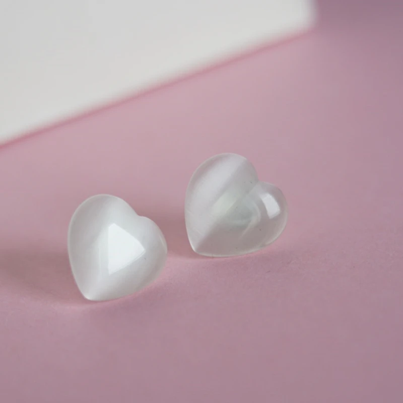 

White Transparent Resin Opal Stone Earrings Acrylic Fruit Love Heart Resin Crystal Decoration Stud Earrings