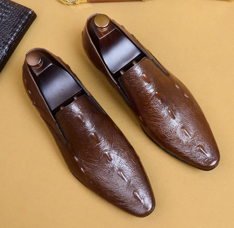 Обувь с узором крокодиловая кожа Мужские лоферы из натуральной кожи Цвет черный