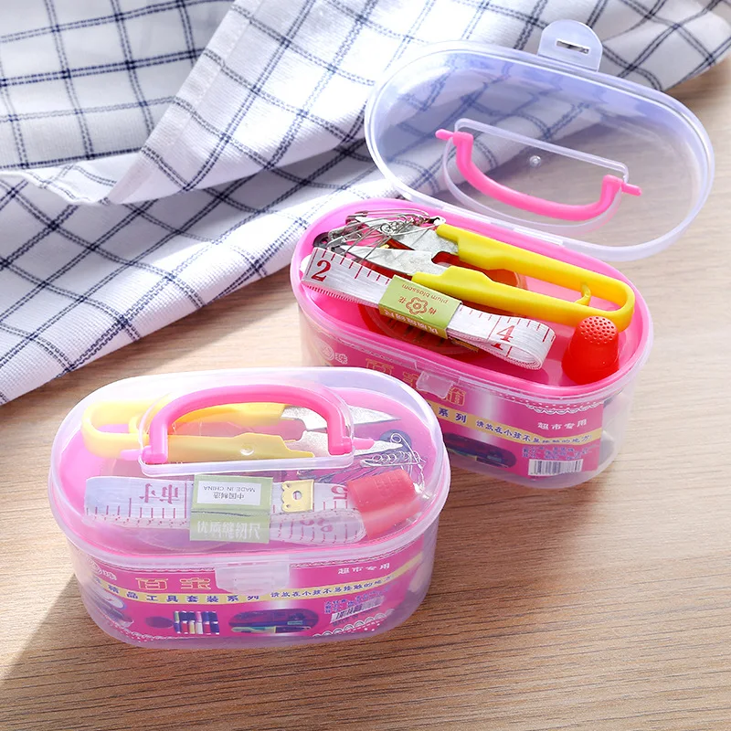 

Full Set Portable Design Sewing Kit Threader Needle Measure Tape Scissor Sewing Tools Box Needle Box Cloth Sewing Needles Set