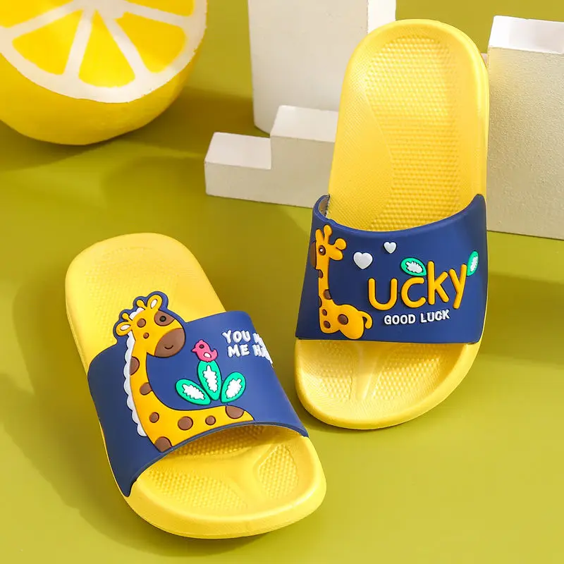 Шлепанцы для мальчиков и девочек летняя обувь с мультяшным рисунком начинающих