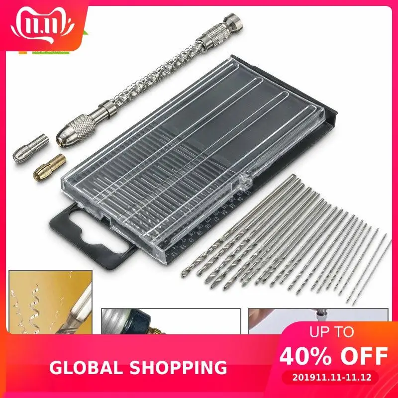 20 шт 0 3-1 6 мм Микро Мини ручная дрель с патроном и прямым хвостовиком Твист сверла