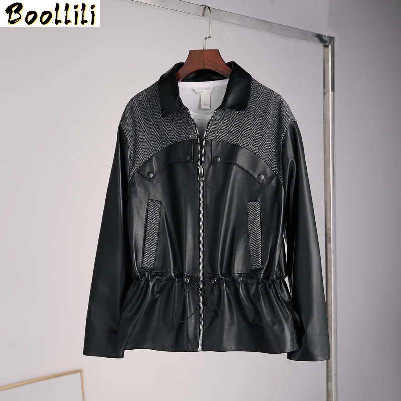 Sheepskin Coat Wool Real Genuine Leather Jacket Women Clothes 2023 Spring Autumn Tops Korean Elegant Outwear Black Coats