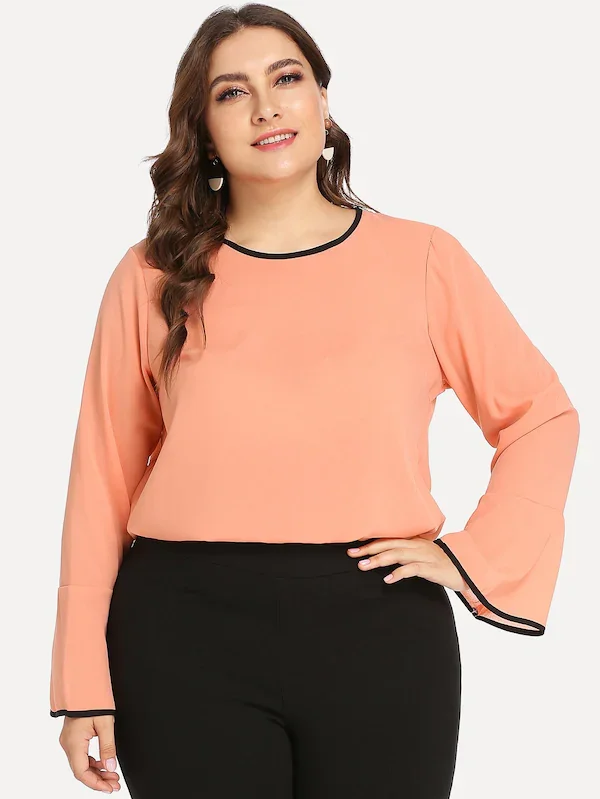 New pink Chiffon Long Sleeve O-Neck tshirt Women clothing t shirt Plus size 5XL XXXXL Casual Vintage T-Shirts Tops | Женская одежда