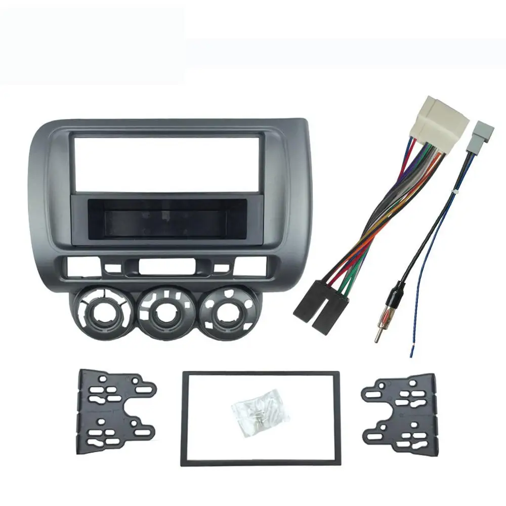Двойной Din радио фасции Для Honda Jazz LHD или RHD CD gps DVD стерео CD панель головного устройства приборной панели Установка отделка комплект рамки - Название цвета: left wheel 1 din ISO