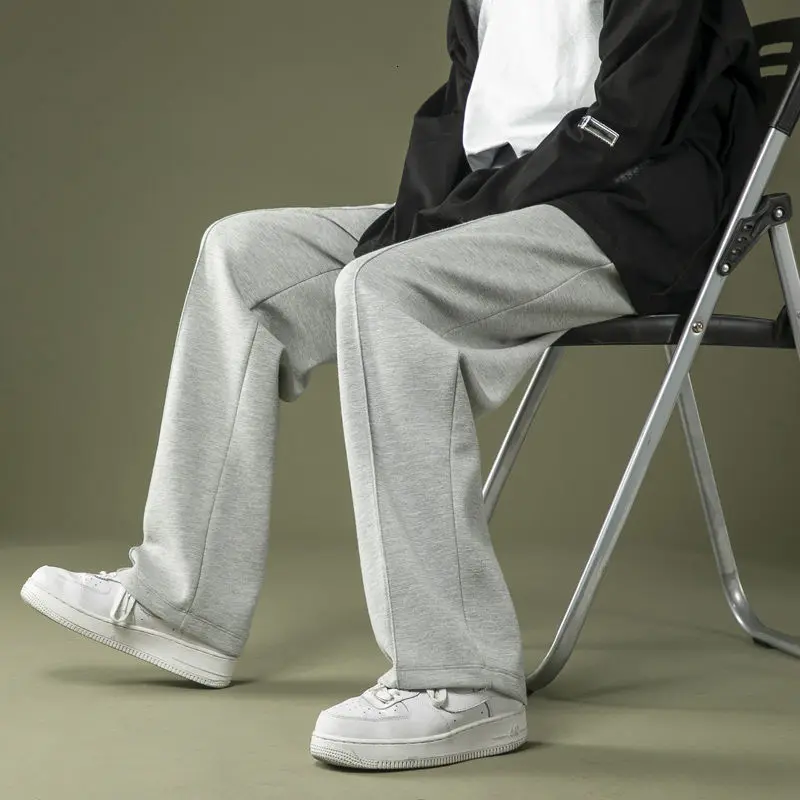 

Spring Summer Jogger Sweatpants Men Korean Fashion Loose Solid Color Casual Pants Men Streetwear Straight Mopping Pants Men