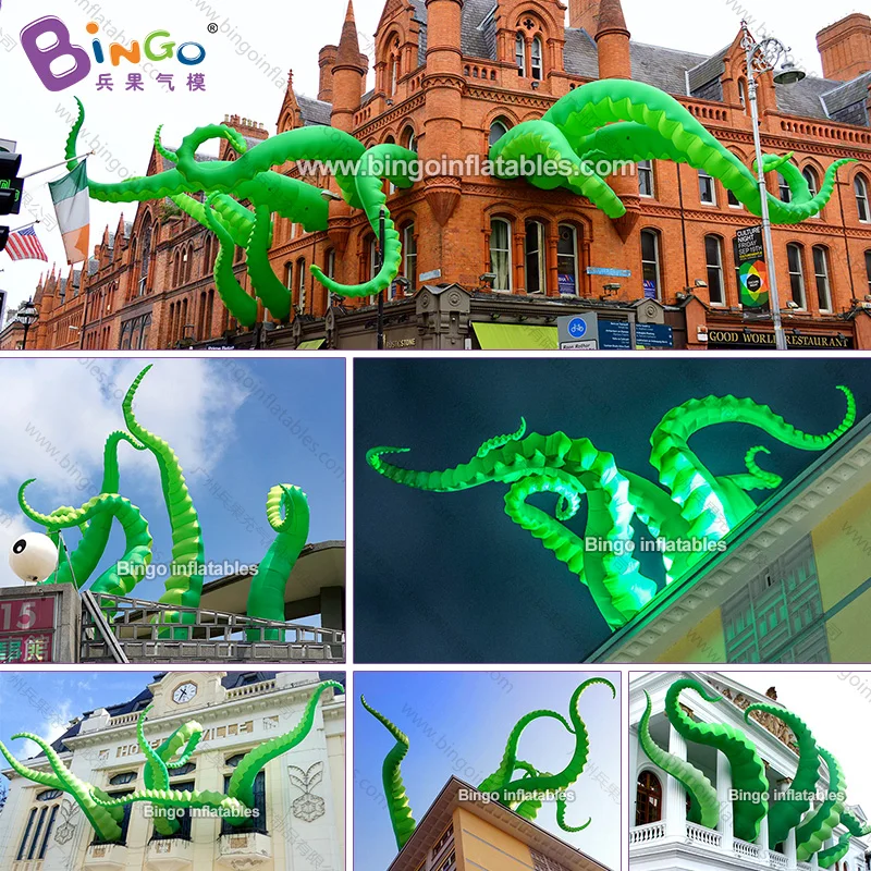 Изготовленные На Заказ Зеленые гигантские надувные щупальца осьминога кальмара