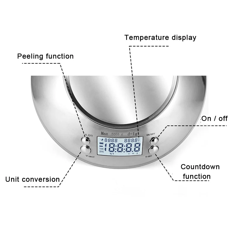 

Digital Kitchen Scale High Accuracy Multifunction Food Scale with Removable Bowl K888