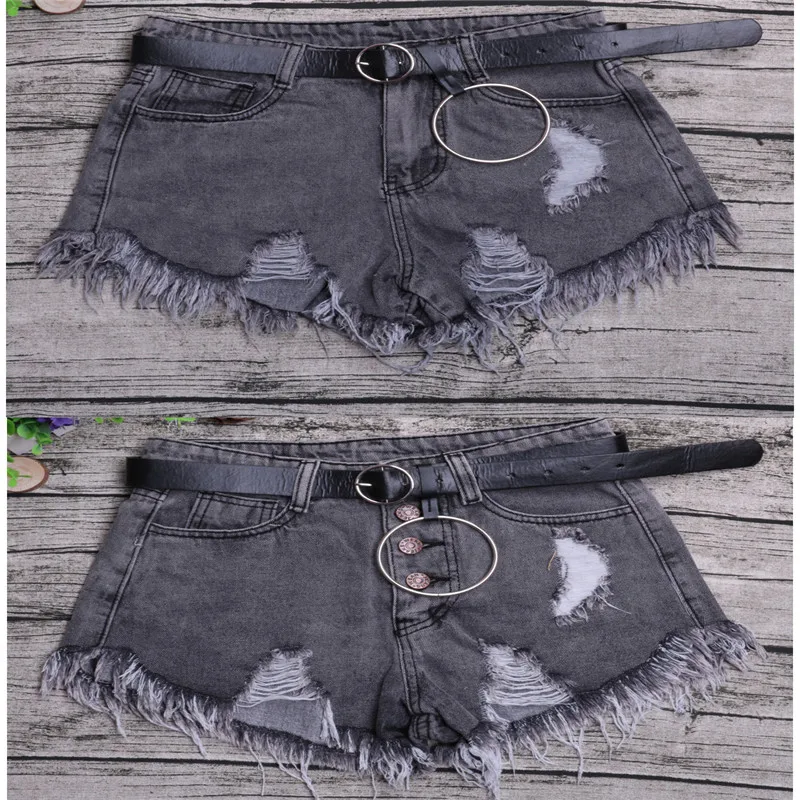Шорты женские джинсовые дымчато-серые с завышенной талией пикантные свободные