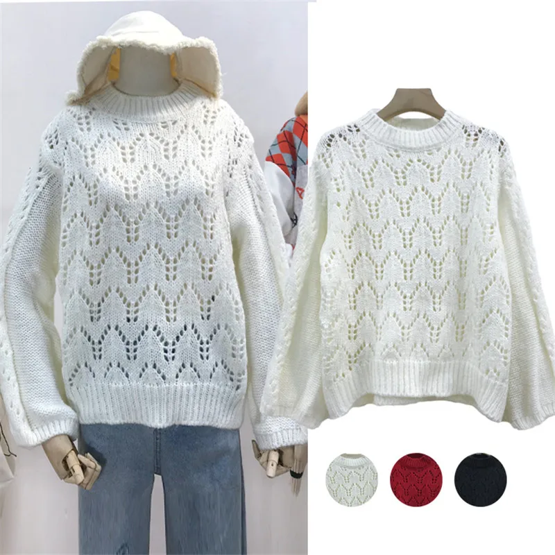 2019 новый свитер женский Осень Зима корейский ленивый свободный Ins выдалбливают