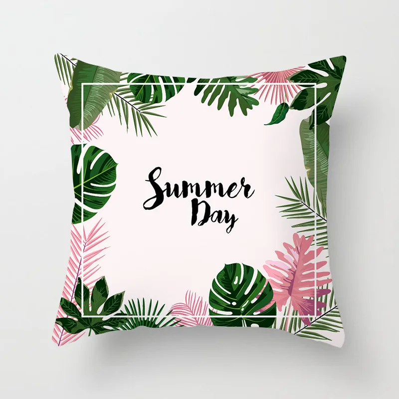 

New Plant Pillowcase Polyester Green Leaf Decorative Pillowcase Household Articles Backrest Sofa Pillow Cover