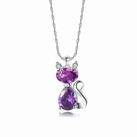 cubic zirconia necklace purple cat necklace banquet couple wedding necklace fashion charm jewelry birthday gift for girlfriend