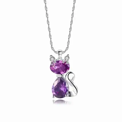 Ожерелье с кубическим цирконием, фиолетовое ожерелье с котом, свадебное ожерелье, Модное изящное ювелирное украшение, подарок для подруги н...