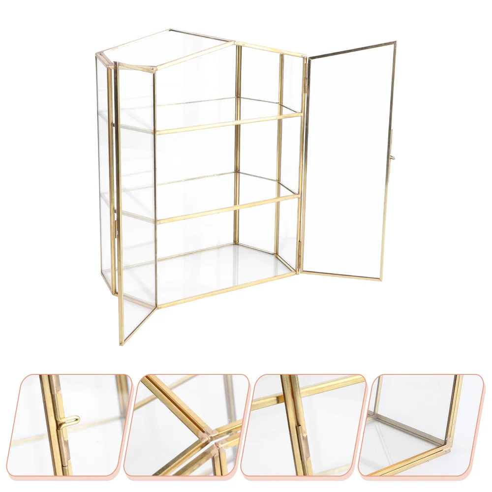 

1pc 3-layer Glass Jewelry Box Convenient Cosmetics Organizer Storage Box
