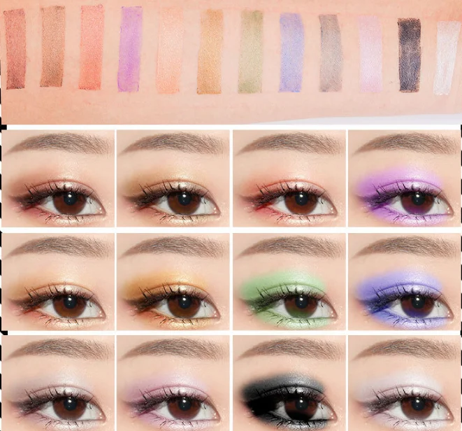 12 шт блестящие тени для макияжа мерцающие век Профессиональные Тени пигментные