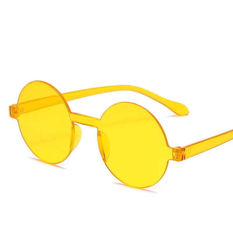 

2019 New Frameless One-piece Sunglasses Women Retro Round Glasses Jelly Color Black Eyeglasses