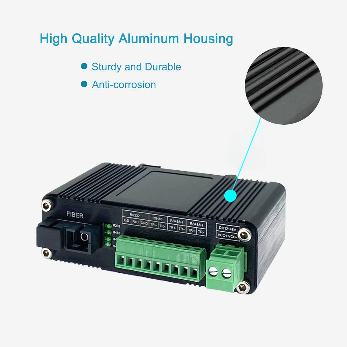 Industrial RS232 RS485 RS422 Optic Modem SC Single Fiber SM 20/40/60Km Serial to Fiber Converter Aluminum Casing 12-48V