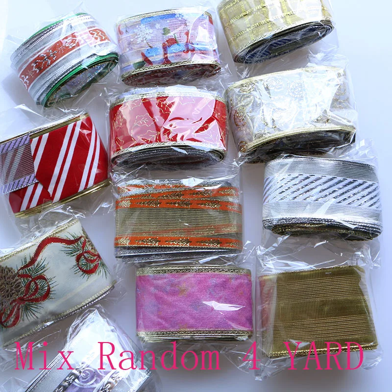 Рождественская сетчатая лента для рукоделия MIX4 yards 40 60 мм из полиэстера железная