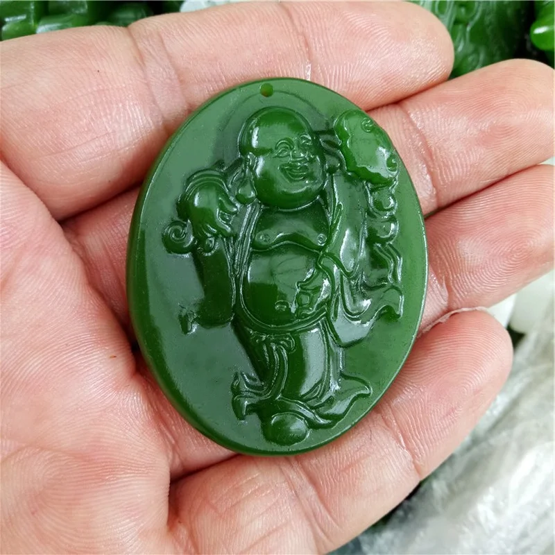 

Natural Green Hand-carved Buddha Jade Pendant Fashion Boutique Jewelry Men and Women Maitreya Buddha Necklace Gift Accessories