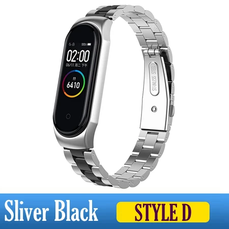 Style D Sliver-b Металлический ремешок на руку для Xiaomi mi ремешок 4 ремни из нержавеющей стали mi Band 4 Аксессуары для браслета mi Band 4 розовый mi band 4 серебристый - Цвет: Style D Sliver-b