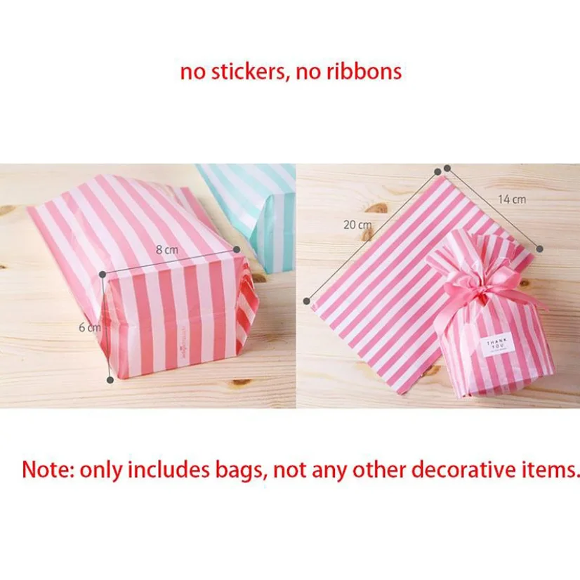 

10/15/20Pcs Food Packaging Bag Stripe Cookies Bread Packing Bag Storage Containers Pro-Environmental Wedding Favors For Guests