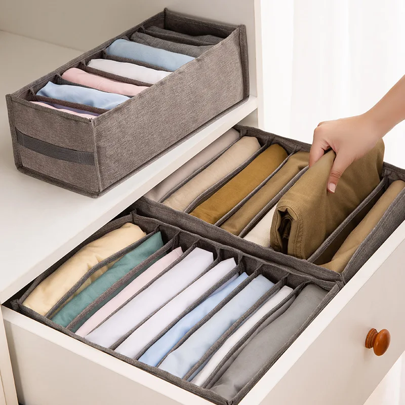 

7/9 Grids Storage Box Closet Wardrobe Transportable Clothes Sock Pants Compartment Gray Pink Drawer Separation Organizer