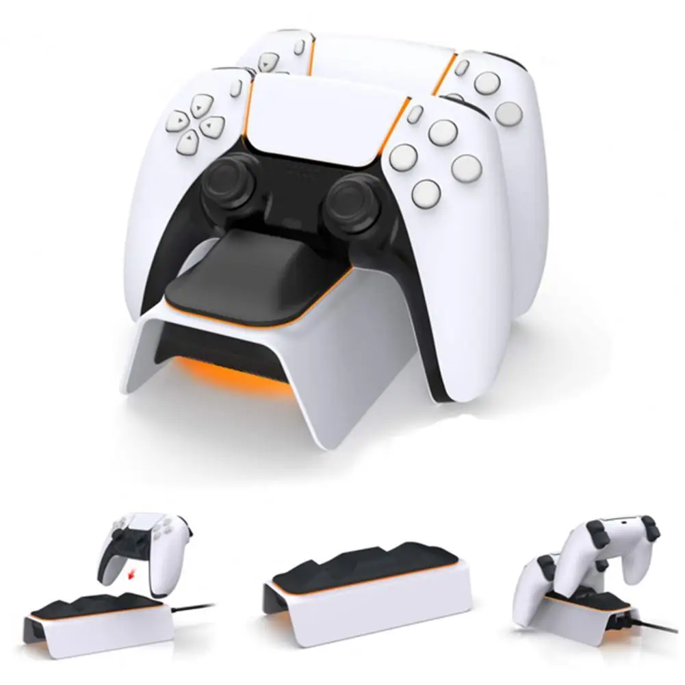 

Зарядное устройство для геймпада с индикатором, двойной зарядный порт, контроллер низкого энергопотребления, зарядная док-станция для PS5 ...