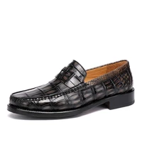 hulangzhishi new crocodile leather men shoes business leisure shoes manual customization brush color slip on men shoes