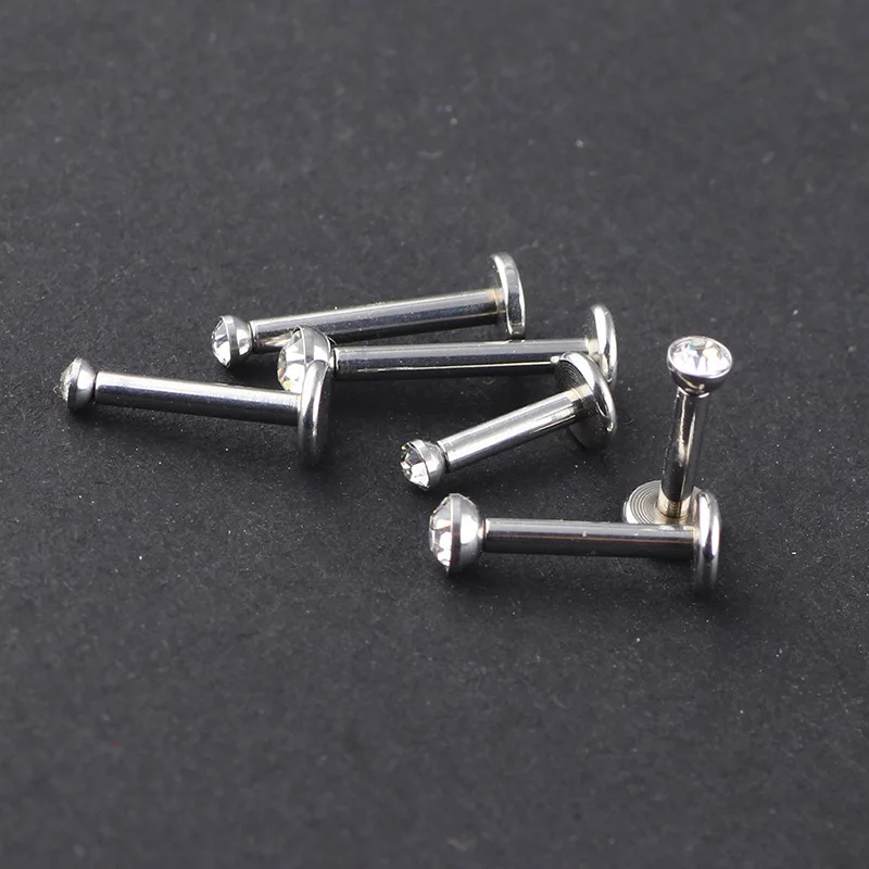 

2PCS Stainless Steel Labret Lip Piercing Set 2/2.5/3MM CZ Crystal Ear Cartilage Tragus Helix Conch Piercings Jewelry