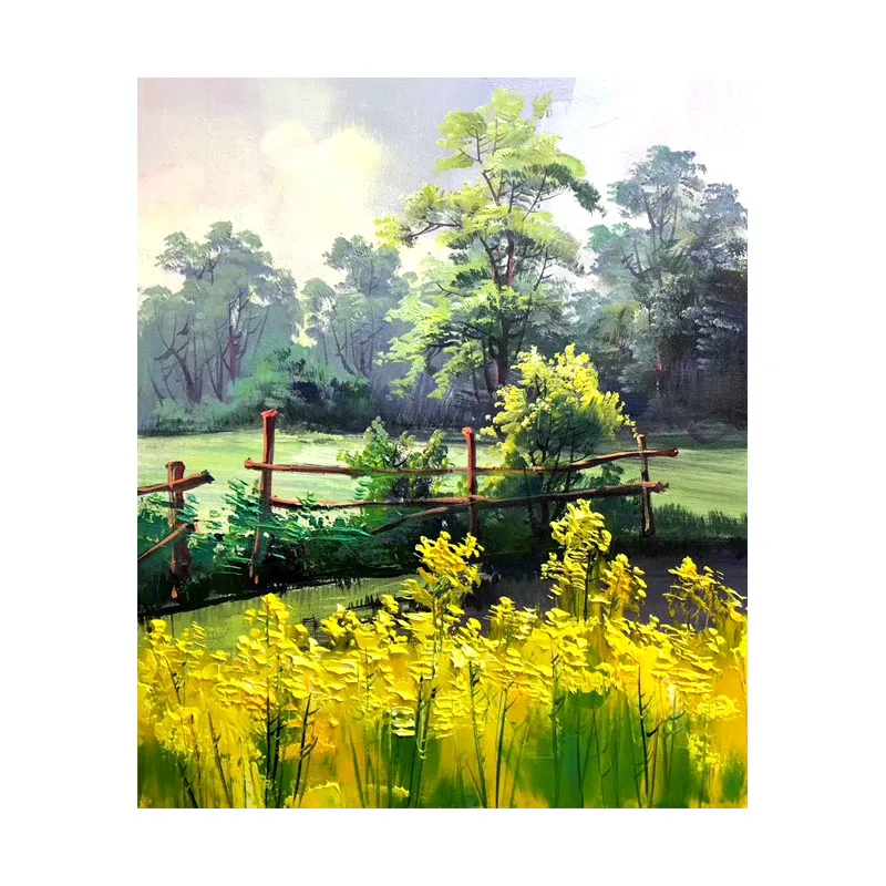

KOWELL 100%Handpainted Village Natural Scenery Oil Painting On Canvas Art Gift Home Decor Living Room Wall Art Frameless Picture