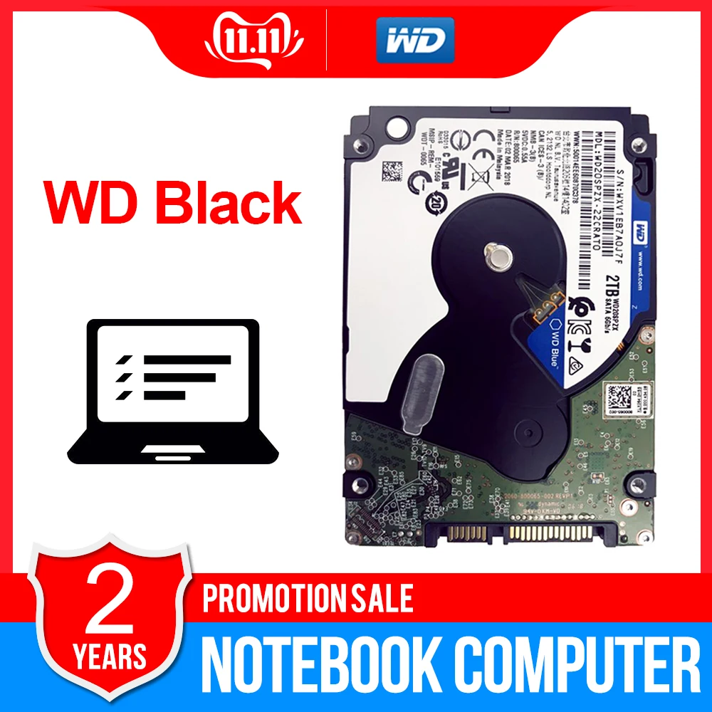 WD Blue 2 ТБ 2," ноутбук hdd SATAIII мобильный жесткий диск-5400 об/мин SATA 6 ГБ/сек. 128 МБ кэш 2,5 дюйма для ноутбука WD20SPZX