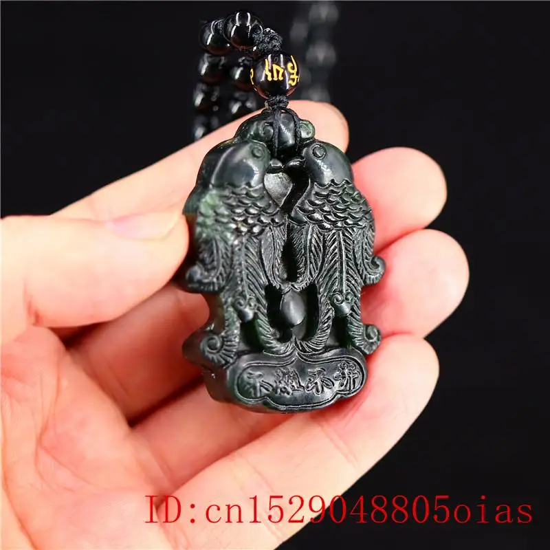 Нефритовая любовь птица кулон ожерелье очарование натуральный амулет ювелирные