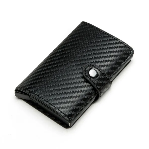 Black BSD08 Bycobecy держатель для карт бумажник на кнопке RFID Блокировка винтажные кошельки Кредитная карта всплывающая защитная карта чехол тонкий Противоугонный держатель ID - Цвет: Black BSD08