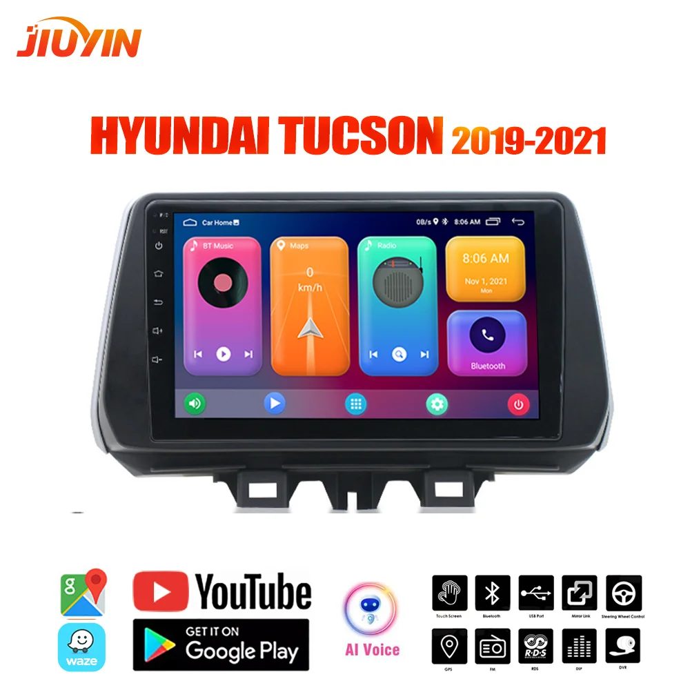 

JIUYIN Ai Voice 2din DVD GPS навигация автомобильная стерео для Hyundai Tucson 2019-2021 Радио Аудио Bluetooth Wifi FM мультимедийный плеер