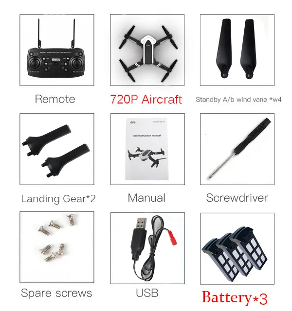 XYCQ S7 Квадрокоптер Дрон с камерой живое видео, WiFi FPV Квадрокоптер с 110 ° широкоугольная 1080P HD камера складной Дрон RTF - Цвет: 720P x 3 battery